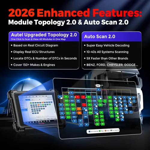 Vista 4 de Autel MaxiSys MS909CV, 2026 - Escáner diesel inteligente de alta resistencia OE-Level J2534 Programming, Motor TruSpeed, Topology 2.0, 64+ Resets