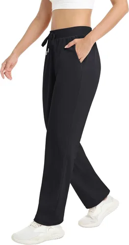 Vista 2 de MAGCOMSEN Pantalones de forro polar para mujer, pantalones deportivos para correr, yoga, pantalones de terciopelo para correr, pantalones de pijama