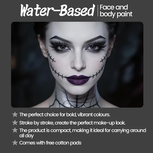 Vista 5 de White Face & Body Paint Stick, Oil-Based Cream, Non-Toxic, for Halloween, Skeleton, Ghost, Clown, Cosplay, SFX, Party & Costume