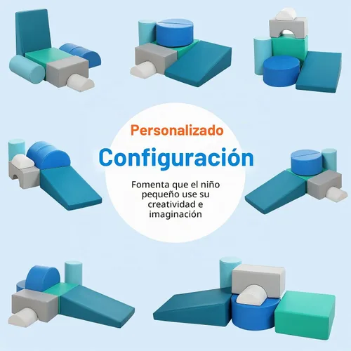 Vista 6 de Bloques de espuma de juguetes de escalada para niños: 6 bloques de escalada de espuma de cuero sintético para niños pequeños - Juego suave