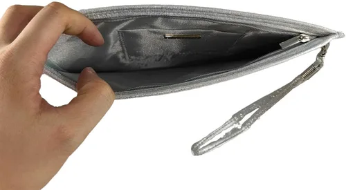 Vista 8 de Boutique De FGG Bolso de embrague de cristal plateado sobre bolsos de embrague de noche para mujer, bolsas de mensajero para fiesta de boda, plateado