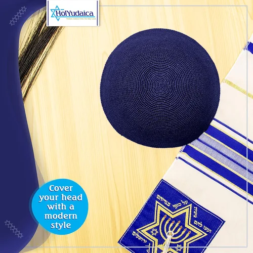 Vista 2 de Hecho a mano 100% algodón DMC hecho a mano Kipá sombrero de Israel, sombreros para hombres, sombrero Yarmulke, kipá para hombres y niños
