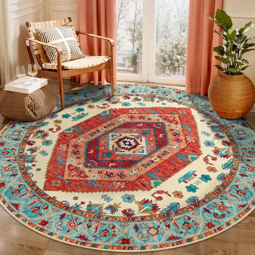Vista 357 de SERISSA - Tapetes florales vintage, antideslizante, lavable, pequeño, ultrasuave, bohemio, de pelo bajo, para entrada, interiores, habitación