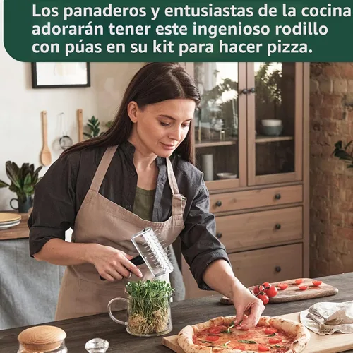Vista 6 de Docker para masa de pizza, rodillo de masa de alta calidad con picos de acero inoxidable, herramienta de acoplamiento de pizza resistente que evita