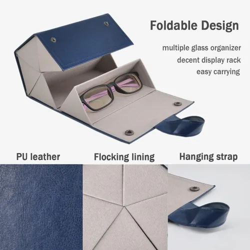 Vista 3 de Soporte organizador de almacenamiento de gafas de sol plegable con 5 compartimentos de ranura para múltiples lentes
