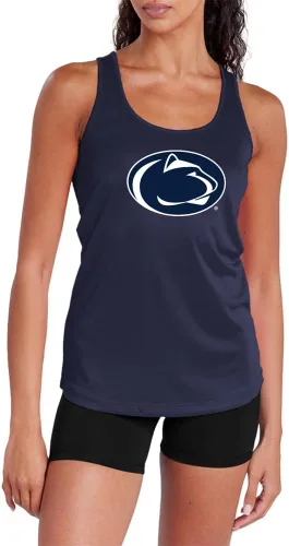 Vista 115 de Camiseta deportiva sin mangas oficial de NCAA Collegiate para mujer, con espalda cruzada, colección con logotipo primario