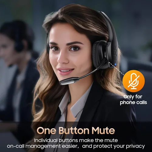 Vista 11 de Auriculares Bluetooth para Camionero, Auriculares Inalámbricos con Micrófono, Auriculares Bluetooth con Micrófono de Cancelación de Ruido Dual