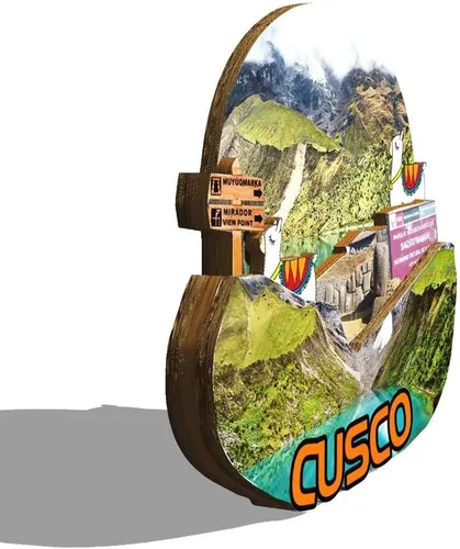 Vista 2 de Imán de madera para nevera de Cusco Perú Monumentos 3D Viajes Coleccionables Recuerdos Decoración Hecho a Mano 2
