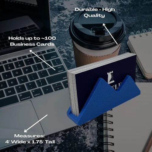 Vista 3 de Chatelet Mountain Silhouette Design - Soporte para tarjetas de visita Exhibe con estilo tarjetas de visita y decora escritorios de oficina (azul)