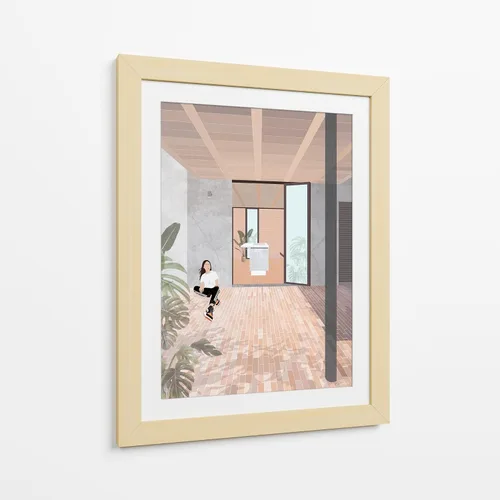 Vista 6 de Canvas Lab Tello House by DRAM 11 x 15 in Fine Art Framed Print, Frame Color: Black, With Mat Architecture, Illustrations, Minimalist