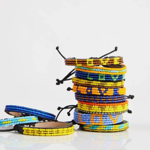 Vista 5 de Ubuntu Life Skinny Love - Pulsera de cuero con cuentas de cristal hecha a mano con cierre deslizante y cuero auténtico, pulseras bohemias apilables