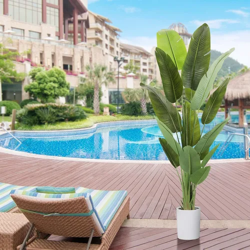 Vista 5 de Árbol Artificial de 6.6 Pies de Seda Ave del Paraíso Grande Plantas Falsas Grandes en Maceta Plantas de Piso de Seda Sintética Altas para Decoración
