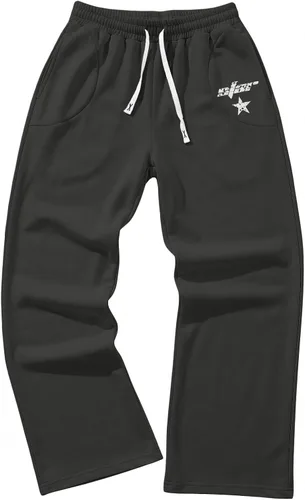 Vista 13 de SOLY HUX Pantalones deportivos holgados Y2k con cordón para hombre Gris oscuro