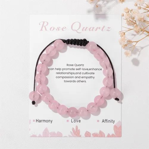 Vista 15 de Pulsera de cristal curativo para mujer de 0.315 in, pulsera de cuentas de cristal natural ajustable hecha a mano, joyería curativa, regalo