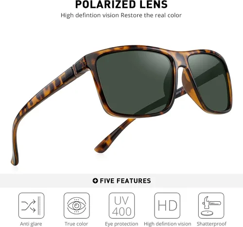 Vista 5 de MERRY'S - Gafas de sol deportivas rectangulares, lentes polarizados con protección UV400, para hombres y mujeres, gafas para ciclismo, conducción