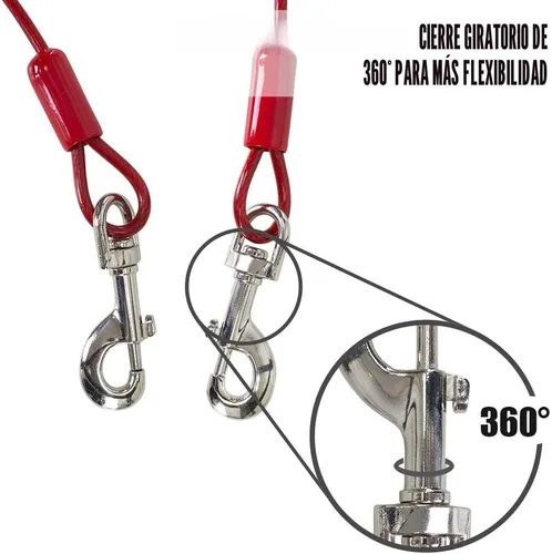 Vista 2 de BV Cable de amarre para perros de 30 pies – Cable resistente para perros de hasta 125 libras – Reflectante y libre de óxido con clips giratorios