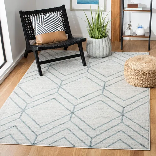 Vista 40 de SAFAVIEH Adirondack Collection - Alfombra decorativa, 2 x 3 pies, color negro y marfil, diseño geométrico moderno, no desprende pelusa y de fácil