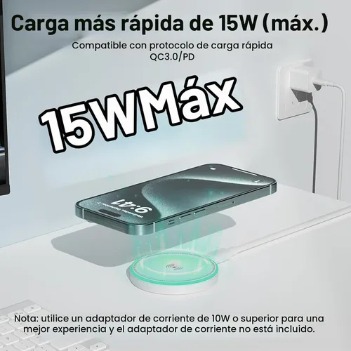 Vista 2 de MagSafe Charger - Paquete de 2 cargadores inalámbricos magnéticos de 15 W, almohadilla de carga rápida con cable USB C a USB C de 6 pies compatible