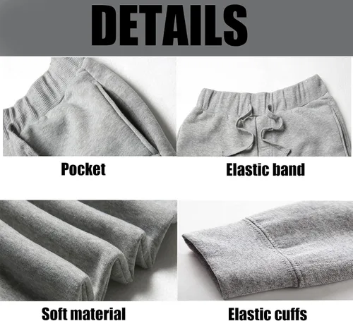 Vista 6 de Fleece Jogger Sweatpants for Men with Pockets Bottom Athletic Sweat Pants Workout Running Casual Gym Size Small to 3XL