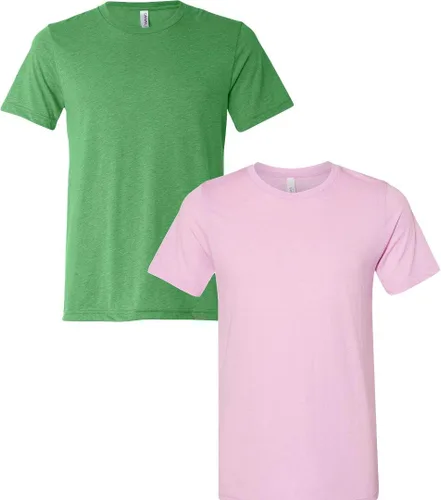 Vista 87 de Bella Canvas 3413c para hombre (1) Triblend verde + (1) Triblend rojo