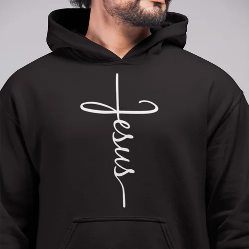 Vista 4 de shop4ever Sudaderas con capucha Jesus Cross Negro