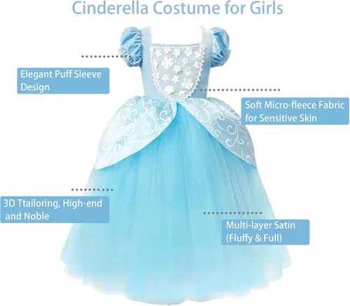 Vista 2 de MDYCW Princess Dress Up Birthday Party Fairy Costume for Toddler Girls, Special Occasion Dresses Pageant Ball Gown