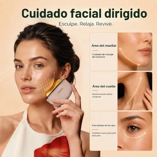 Vista 2 de ZDEER GS5 - Herramienta eléctrica calentada Gua Sha, masajeador facial de Rosa