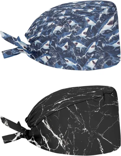 Vista 132 de Babrukda Paquete de 2 gorras con banda para el sudor ajustable con lazo en la espalda, gorro divertido