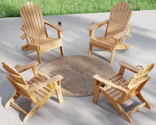 Vista 26 de Plawdlik Silla Adirondack plegable de gran tamaño, silla al aire libre del Aruba Azul 2