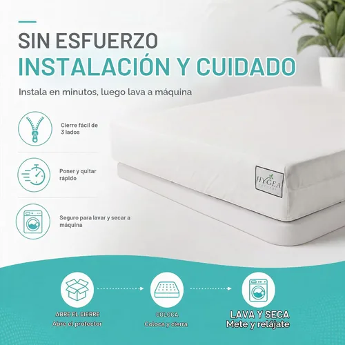 Vista 7 de Hygea Natural Protector de colchón individual impermeable y con cremallera