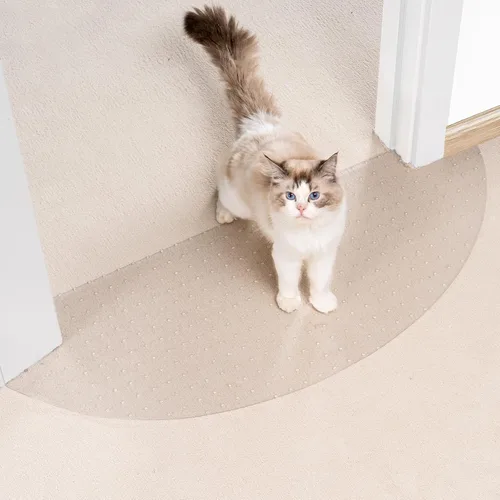 Vista 7 de Uross Protector de alfombra para mascotas, protector de alfombra de gato negro de 3.6 pies para puerta, antiarañazos debajo de la puerta