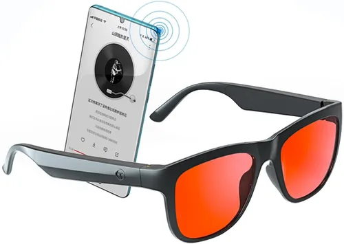 Vista 10 de GS01 Smart Bluetooth Gafas de sol, gafas de sol de audio con altavoz, lente polarizada UV400, música abierta del oído, control táctil