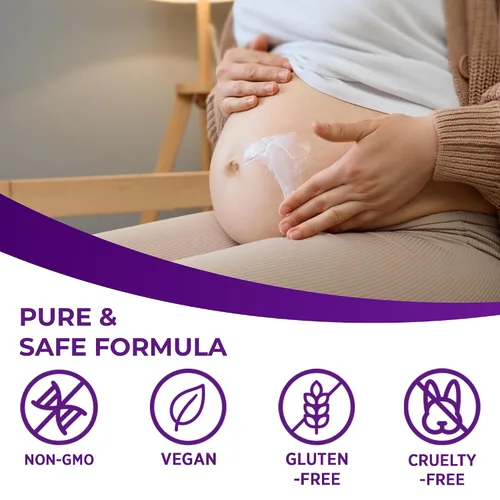 Vista 4 de Crema para prevención de estrías para el embarazo, crema de maternidad para eliminar estrías, fórmula nutritiva, evita estrías y mejora