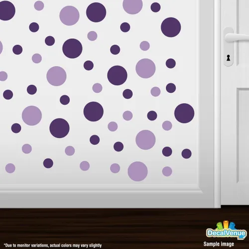 Vista 2 de Pegatinas de pared de vinilo morado/lila, círculos de 2 y 4 pulgadas (30 calcomanías)
