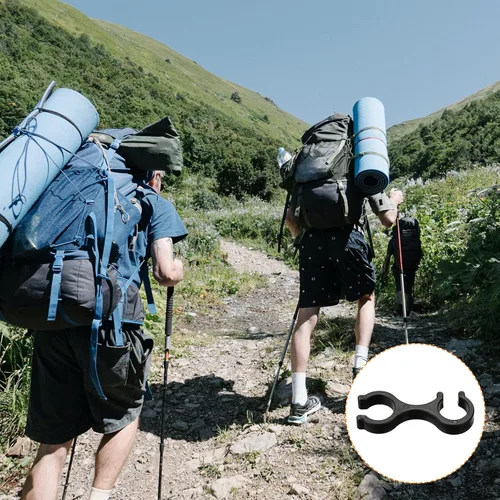 Vista 5 de PATIKIL Clips para bastón de trekking, 2 piezas, accesorios para bastón, conector de hebilla de varilla doble para senderismo al aire libre y camping