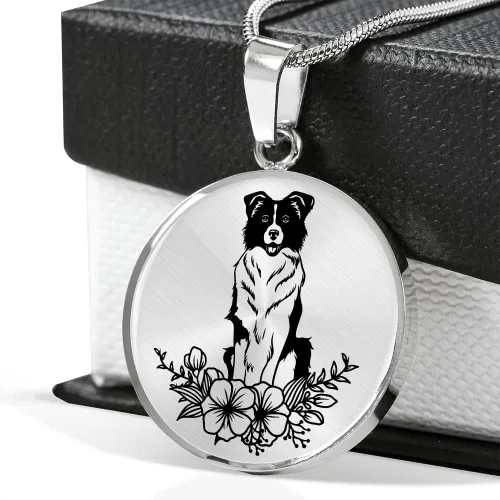 Vista 5 de Border Collie - Collares para amantes de las mascotas para mujeres y niñas, lindas fronteras para perros Collie, primavera, verano, flores florales