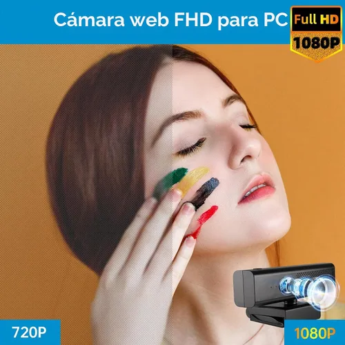 Vista 3 de Cámara y altavoz con micrófono para computadora de escritorio