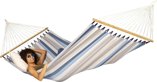Vista 2 de La Siesta® Alisio Hamaca con barra esparcidora, hamaca exterior resistente a la intemperie, hamaca exterior de tela para 2 personas, hamaca para 2