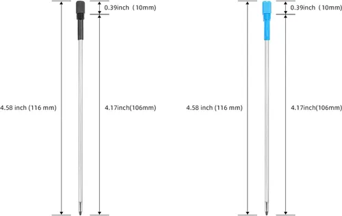 Vista 2 de Recambios de tinta azul de 4.5 pulgadas (10 unidades), repuestos de bolígrafos reemplazables, repuesto de bolígrafo de metal de punta media de 0.039