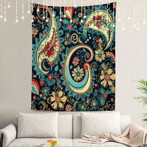 Vista 40 de Shrahala Modern Abstract Artwork Wall Tapestry, Orange Black Beige Wall Hanging Large Tapestry Decoration Polyester Fiber White Hem Around for Dorm