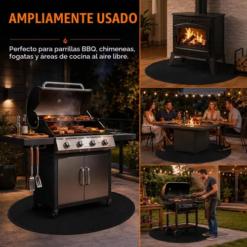 Vista 3 de Almohadilla para hoguera de 24 pulgadas, alfombrilla ignífuga de 4 capas, protector de cubierta, accesorios para hogueras, barril de quemado, tapete