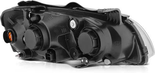 Vista 5 de Par de faros delanteros aptos para Hyundai Elantra 2004-2006, carcasa negra, reflector ámbar, lente transparente HY2503130 HY2502130 Driver and