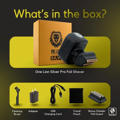 Vista 4 de Skull Shaver One Lion Silver PRO - Afeitadora de precisión para hombres, láminas de acero inoxidable japonesas, uso húmedo/seco, mango ergonómico