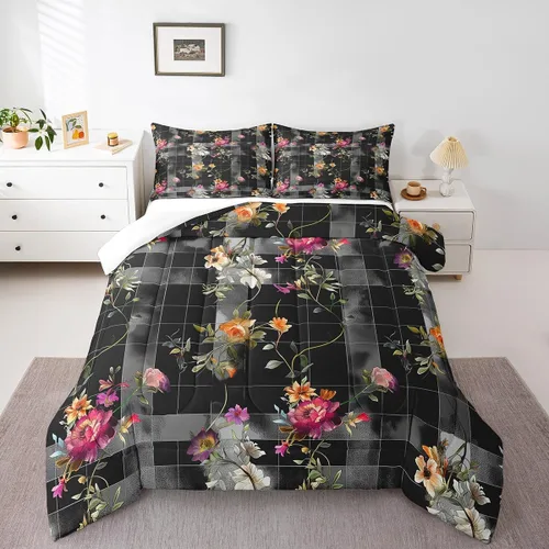 Vista 53 de Erosebridal Juego de ropa de cama damascada gótica para adultos, juego de edredón victoriano antiguo, edredón floral vintage gótico con diseño