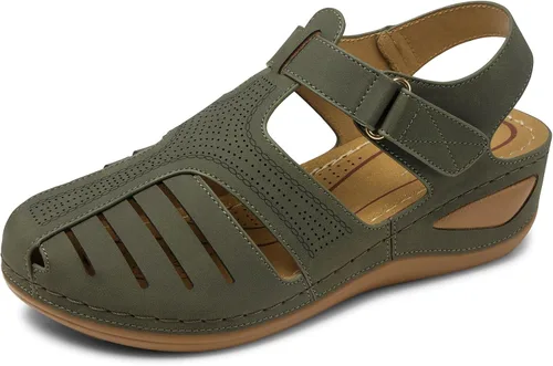 Vista 13 de SHIBEVER Sandalias de cuña para mujer Verano: zapatos elegantes con 16 Azul