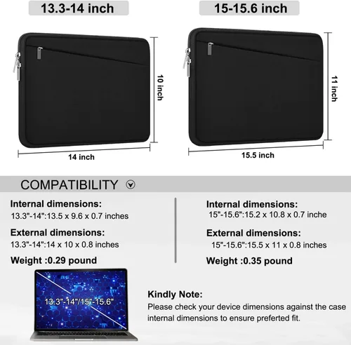 Vista 6 de Funda para portátil de 13.3 pulgadas, bolsa de transporte para computadora portátil de 14 pulgadas resistente, funda protectora compatible