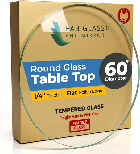 Vista 80 de Fab Glass - Mesa redonda de cristal de 48 in, grosor de 3/4 in, cristal pulido plano templado, Vidrio, Transparente