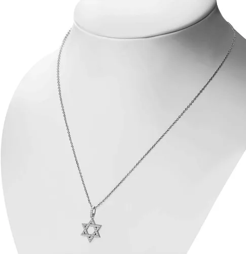 Vista 5 de My Daily Styles Collar con colgante clásico de plata de ley 925 con estrella judía de David CZ