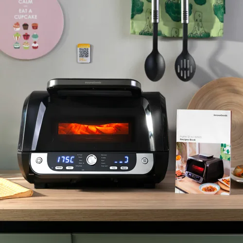 Vista 9 de Freidora de Aire con Grill, Accesorios y Recetario InnovaGoods Fryinn 12-in-1 6000 Negro Acero 3400 W 6 L