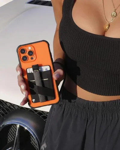 Vista 6 de LIFESTYLE DESIGNS The StickyWallet – Cartera de teléfono adhesivo de elastano premium para cualquier funda – Diseño único de doble bolsillo + correa